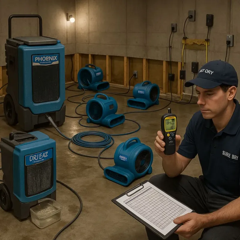 Structural Drying and Dehumidification process in Fowler, CA